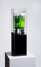 Faltung_Bitumen Nr. 28 - Öl auf Leinwand : Bitumen in Plexiglasbox - 